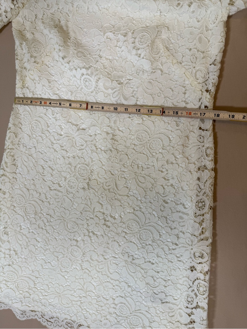 Lauren by Ralph Lauren Ivory Lace Midi Shift Dress, size 10. - Picture 8 of 13